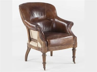 World Interiors Charles 28&quot; Brown Leather Accent Chair WITZWCH199311