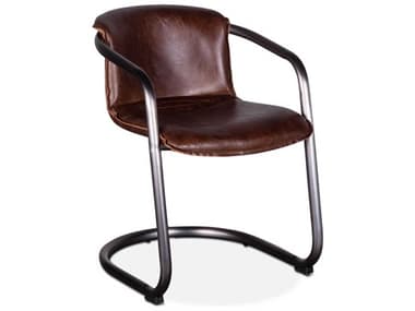 World Interiors Chiavari Leather Brown Upholstered Arm Dining Chair WITZWCHIDCGEI2X
