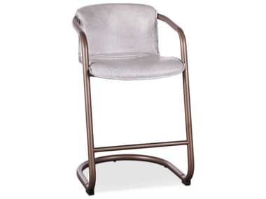 World Interiors Chiavari Leather Upholstered White Distressed Antique Brushed Bronze Counter Stool WITZWCICC22VW2X