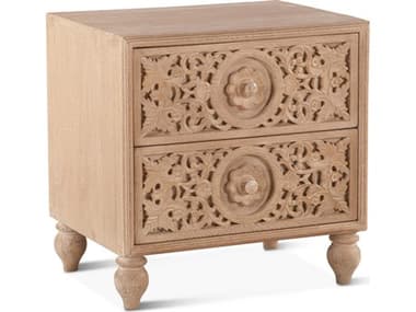 World Interiors Haveli 2-Drawers Natural Mango Wood Nightstand WITZWHANC24