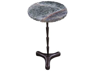 World Interiors Harbor 15" Round Marble End Table WITZWHRBST15