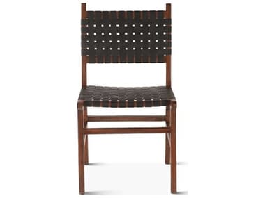 World Interiors Lisbon Leather Mango Wood Black Upholstered Side Dining Chair WITZWLISDCWL