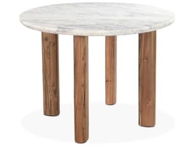 World Interiors Madrid 54" Round Marble White Brown Dining Table WITZWMADRD54