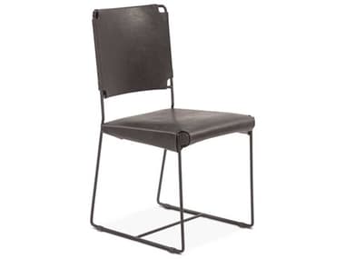 World Interiors Melbourne Black Leather Side Dining Chair Set of 2 WITZWMLBNDC18BLK2X