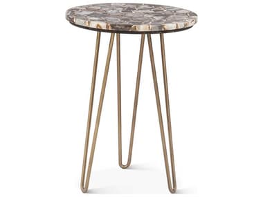World Interiors Mumbai 17" Round Stone End Table WITZWMUMST17AGB