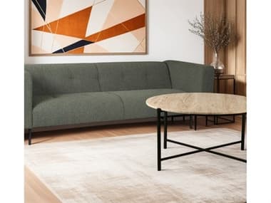World Interiors Olympia Dark Green Boucle Upholstered Sofa WITZWOLYSOFDGB