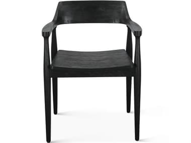 World Interiors Oxford Matte Black Mango Wood Dining Arm Chair WITZWOXDCB