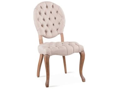 World Interiors Portia Tufted Oak Wood Brown Fabric Upholstered Side Dining Chair WITZWPA433L2X