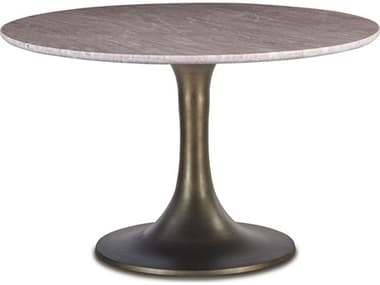 World Interiors Palm Desert 48" Round Marble Black And Bronze Dining Table WITZWPDBRZTULBRW
