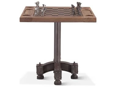 World Interiors Rustic Revival 30" Brown Rough Sawn Chess Game Table WITZWRRCHESS