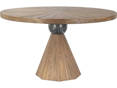 World Interiors Rustic Revival 54" Round Wood Natural Black Dining Table WITZWRRRD54