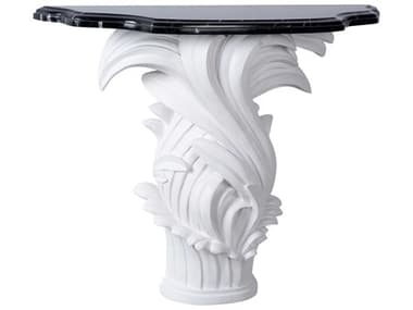 Wildwood Fontana 40" Demilune Marble White Black Console Table WL193080