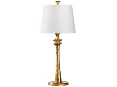 Wildwood Miley Antique Gold Leaf Off White Linen Buffet Lamp WL22461