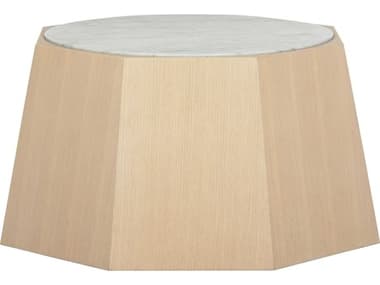 Wildwood Laurence 32" Round Marble Rift Cut White Oak Natural Coffee Table WL295816