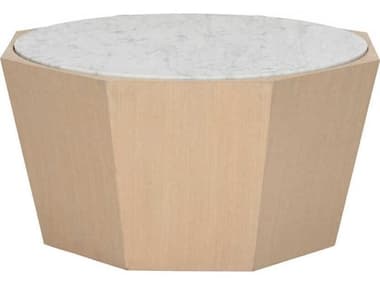 Wildwood Laurence Inverted 34" Round Marble Rift Cut White Oak Natural Coffee Table WL295821