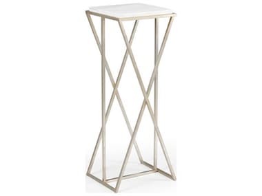 Wildwood Malcolm 15" Rectangular Marble Natural White Silver Leaf End Table WL490207