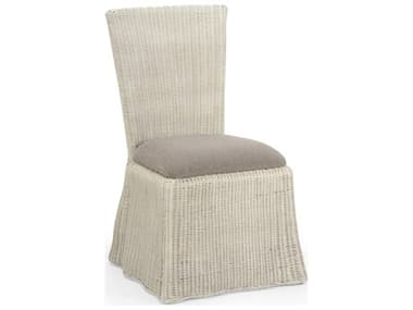 Wildwood Savannah Rattan White Fabric Upholstered Side Dining Chair WL490369