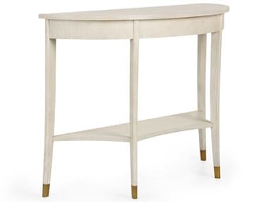 Wildwood Oaklee 44" Demilune Wood Hand Finished Cerused Oak Console Table WL490581
