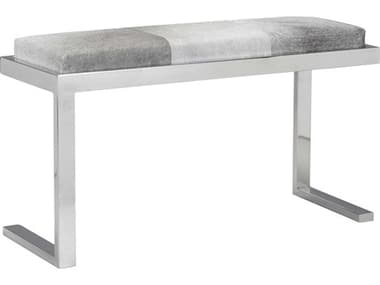 Wildwood 40" Gray Polished Nickel Leather Upholstered Accent Bench WL490641