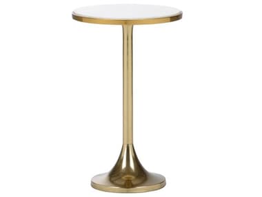Wildwood Mariah 13" Round Marble Polished Brass Natural White End Table WL490653