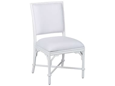 Wildwood Ella Fabric Rattan White Upholstered Side Dining Chair WL490654