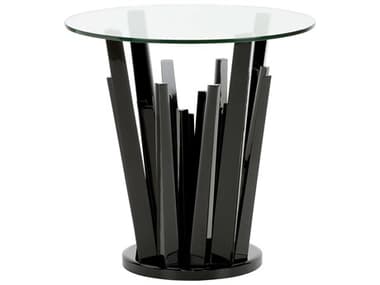 Wildwood Geode 24" Round Glass Black End Table WL490665