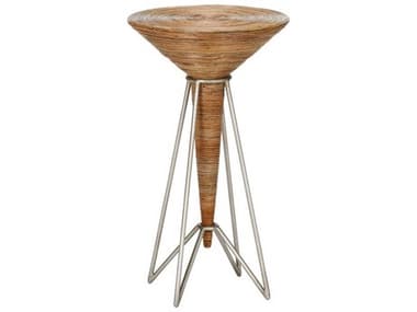 Wildwood Mojito Jo 14" Round Wicker Brown Silver End Table WL490682