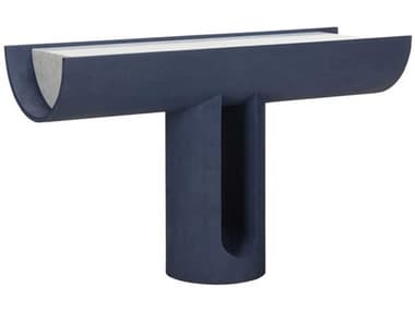 Wildwood Royal 60" Rectangular Marble Blue Natural White Carrera Console Table WL490806