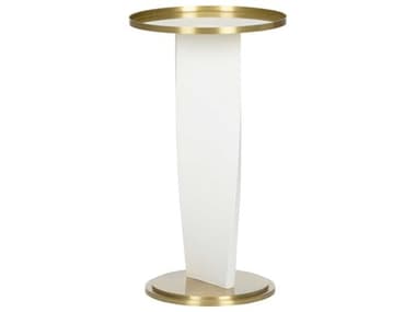 Wildwood Elin Round Metal Matte White Brass End Table WL490834