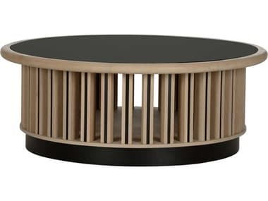 Wildwood Perret Round Glass White Oak Coffee Bronze Black Table WL490854