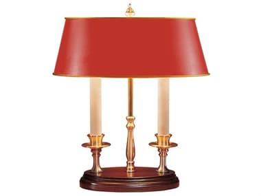 Wildwood Twin Candle Gold Black Red Parchment Brown Desk Lamp WL5172
