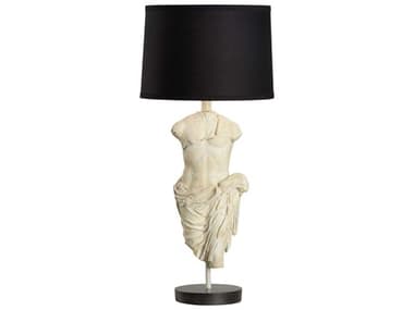 Wildwood Roman Emperor Statue Antique Stone Black Silkette Off White Buffet Lamp WL61151