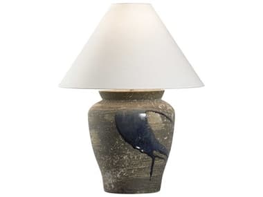 Wildwood Shiga Riku Sanded Gray Blue Off White Linen Buffet Lamp WL61313