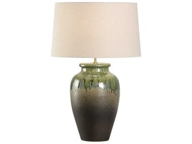 Wildwood Shiga Yamato Brown Green Tan Linen Buffet Lamp WL613232