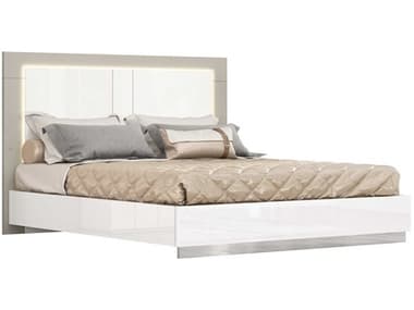 Whiteline Modern Living Daisy White Light Grey Polished Silver King Platform Bed WMLBK1723WHT