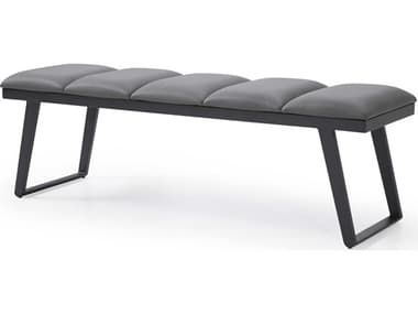 Whiteline Modern Living Ethan Dark Grey Sanded Black Faux Leather Accent Bench WMLBN1477DGRY