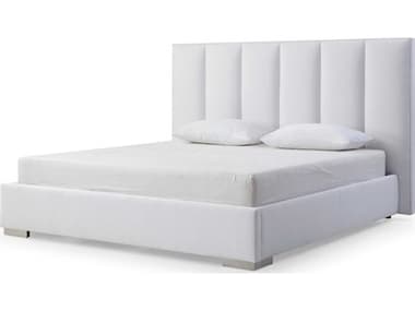 Whiteline Modern Living Velvet White Upholstered Queen Platform Bed WMLBQ1655WHT