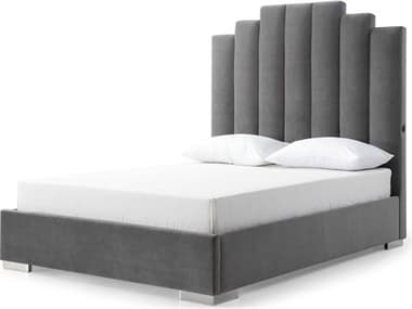 Whiteline Modern Living Jordan Grey Silver Upholstered Queen Platform Bed WMLBQ1688FGRY