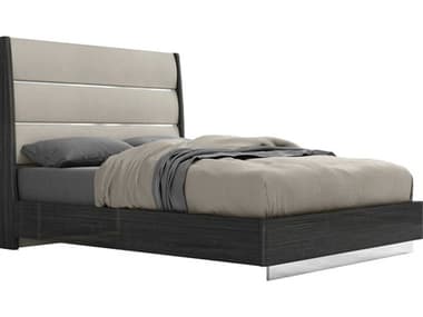 Whiteline Modern Living Pino Dark Grey Light Black Upholstered Queen Platform Bed WMLBQ1752DGRYLGRY