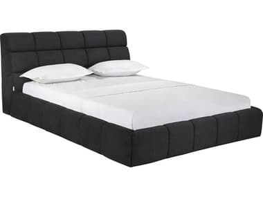 Whiteline Modern Living Owen Dark Grey Blue Upholstered Queen Platform Bed WMLBQ2010FDGRY