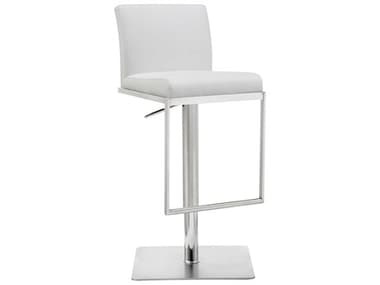 Whiteline Modern Living Clay White Faux Leather Adjustable Bar Stool WMLBS1622PWHT