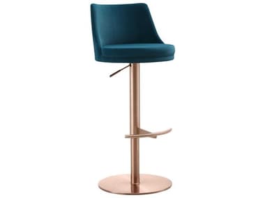 Whiteline Modern Living Carter Blue Gold Upholstered Adjustable Bar Stool WMLBS1715FRGLDBLU