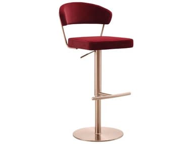 Whiteline Modern Living Nova Red Rose Gold Velvet Upholstered Adjustable Bar Stool WMLBS1720FRGLDRED