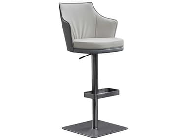 Whiteline Modern Living Baxter Dark Grey Light Faux Leather Adjustable Bar Stool WMLBS2006PLGRYDGRY