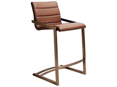 Whiteline Modern Living Mattia Brown Faux Leather Counter Stool Set of 2 WMLBS2008CPBRN