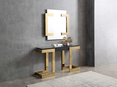 Whiteline Modern Living Sumo Rectangular Glass Console Table with Mirror WMLCO1658BLKSET