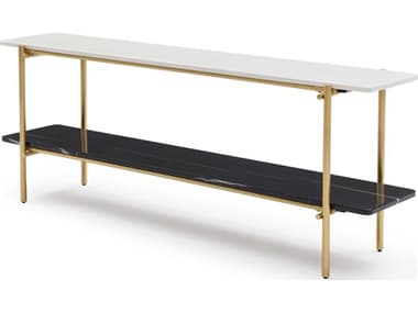 Whiteline Modern Living Fairview Rectangular Marble Black White Console Table WMLCO1747WHTBLK