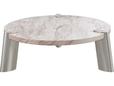Whiteline Modern Living Mimeo Round Faux Marble White Coffee Table WMLCT1657LMAR