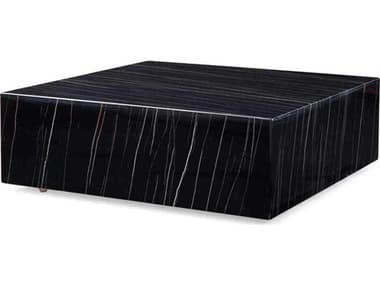 Whiteline Modern Living Cube Square Marble Black Coffee Table WMLCT1667BLK