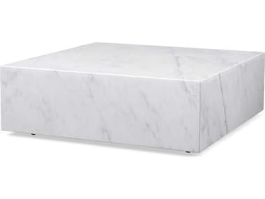 Whiteline Modern Living Cube Square Marble White Coffee Table WMLCT1667WHT